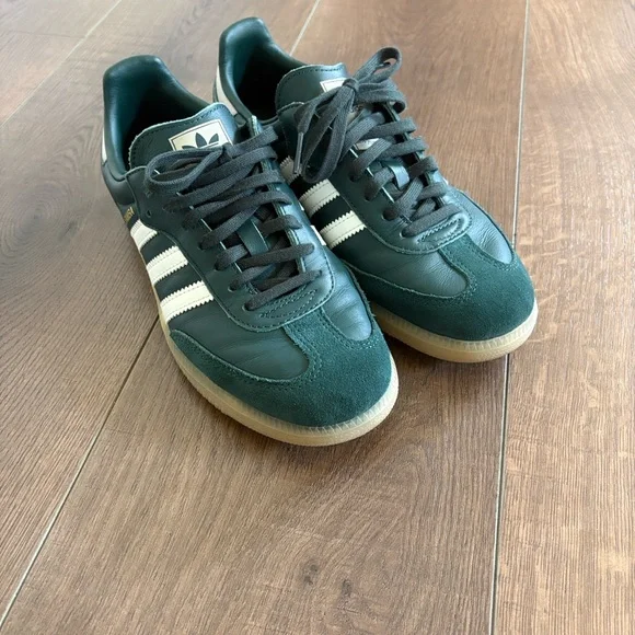 Adidas Samba OG Dark Green and Cream Sneakers - Picture 3 of 7